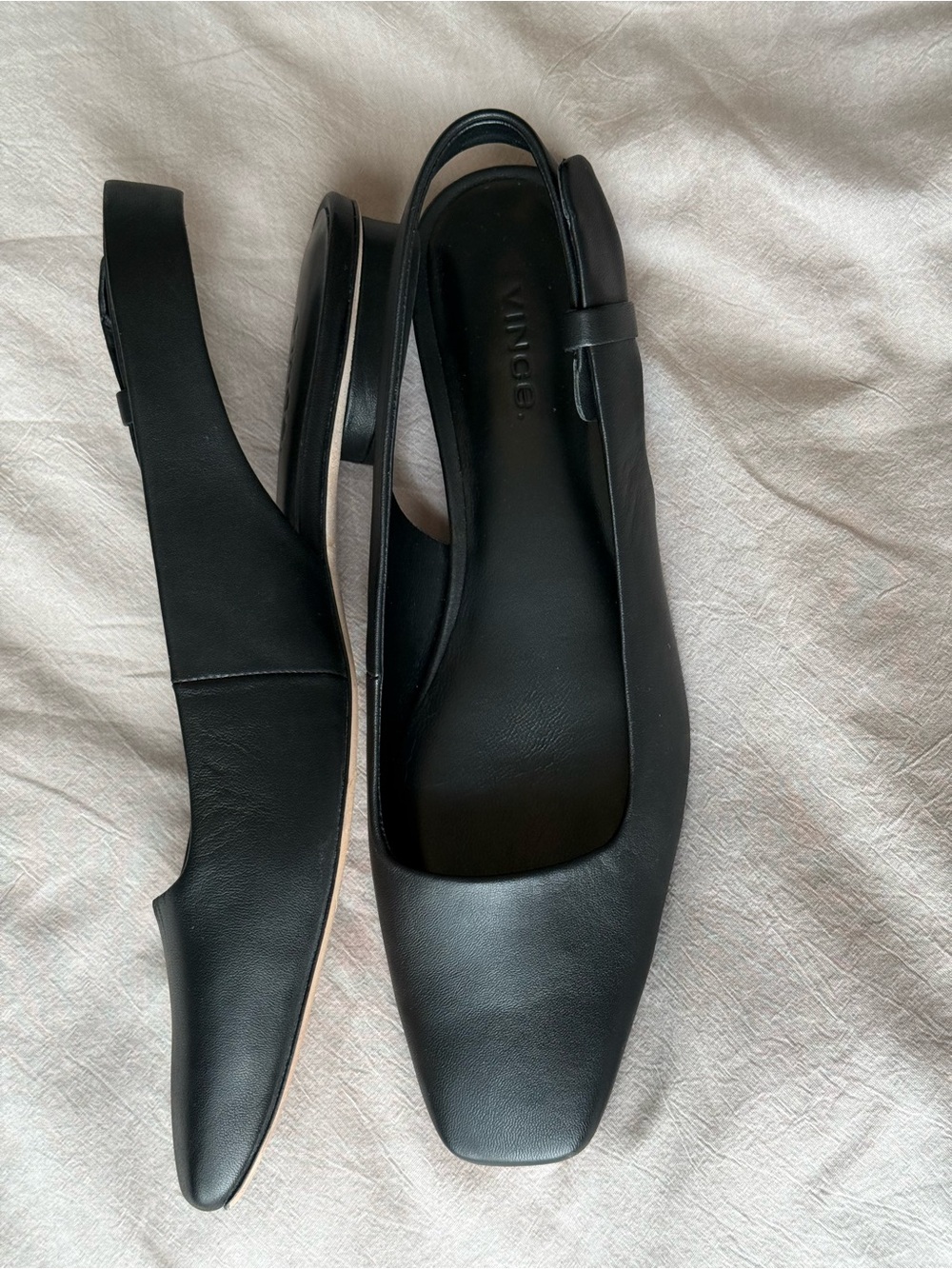 Vince Vida Black Leather Slingback Flats Size 7.5 | $330 Retail